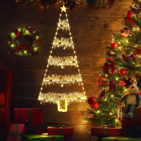 Weihnachtsbaum-Leiter 81 cm mit Lichterkette, Lametta, Timer und 8 Modi (1/5)