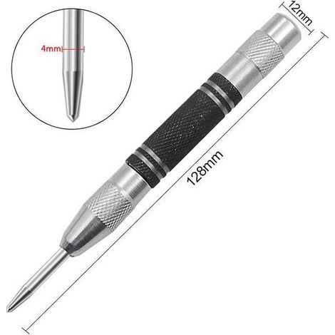 Pointeau Automatique Centre Précision Lot de 2 Petit Modèle avec 6 Aiguilles de Rechange Acier Durci 128mm Métal Bois (1/4)