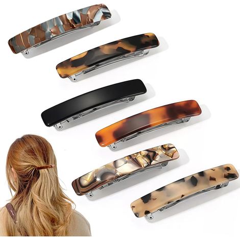 6 barrettes à cheveux 7,5 cm, accessoires colorés pour filles et femmes. (1/5)
