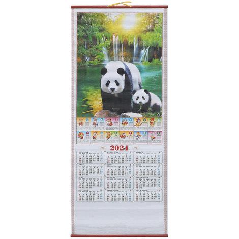 Calendrier mural mensuel chinois pour l'année du Dragon, calendrier lunaire chinois pour bureau H-114-76.2X31.8CM (1/3)