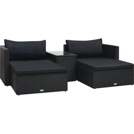 Mobili da giardino mobili da esterno Set di mobili da 5 pezzi con cuscini in resina intrecciata nera