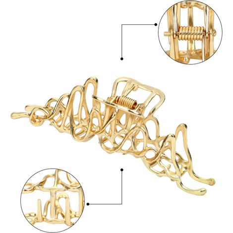 Épingles à cheveux en alliage métal pour femme, pinces croc boucles pour cheveux bouclés, accessoires mignons pour cheveux épais, lot de 2 (1/5)