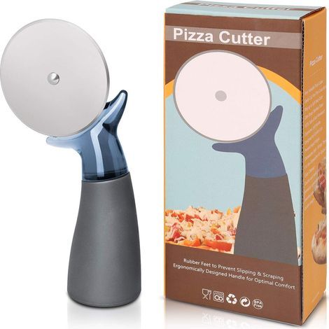 Pizzaschneider, Pizzarad mit scharfer Edelstahlklinge und rutschfestem Gummigriff, neuartiger Pizzaschneider 16 cm – Grau – Fei Yu (1/5)
