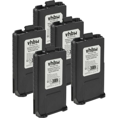 vhbw 5x Akku kompatibel mit TYT TH-F8, TH-F9 Funkgerät, Walkie Talkie (1800 mAh, 7,4 V, Li-Ion)