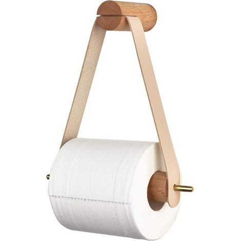 1 Porte-rouleau sans perçage, style industriel, corde et bois, salle de bain (1/5)