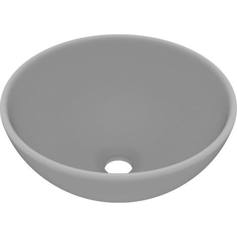 Luxus-Waschbecken Rund Matt Hellgrau 32,5x14 cm Keramik - Runde Waschbecken - Keramikwaschbecken - Matt Hellgrau - Aufsatzwaschbecken - Designer Waschbecken