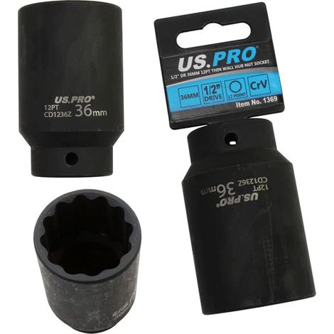 US Pro B1369 36 mm 1/5,1 cm Drive double Deep Metric Impact socket BI esagonale