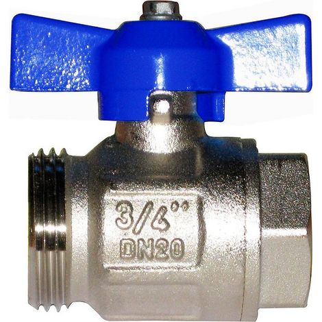 AC 635 NB Valvola a sfera 1" F x 1"1/4 M diritta maschio-femmina senza raccordo, manovra a farfalla (blu) 501354NB