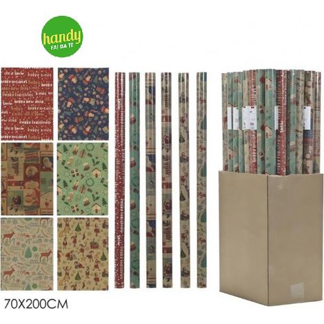 Rotolo carta regalo Kraft General Trade 70 x 200 cm fantasie natalizie assortite
