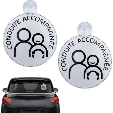 2PCS Conduite Accompagnée Magnetique,Conduite Accompagnée avec Ventouse,Sticker Disque Conduite Accompagnée Autocollant de 15 cm de Diamètre pour Voiture Jeune Conducteur Apprentissage (1/5)