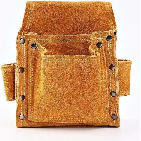 Sacoche de Charpentier pour la taille, Ceintures Porte-Outils en Cuir de Qualité Supérieure Avec 2 Porte-Marteaux, Résistante et Professionnelle Sac pour Électricie, Maçons, Soudeurs, Plaquiste (1/4)