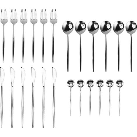 Küchenbesteck-Set aus Edelstahl, Messer, Gabel, Löffel, spülmaschinenfest, silberfarben (1/5)