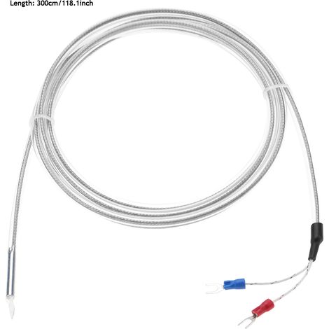 Thermocouple en téflon de type K, étanche, résistant à la corrosion, aux acides et aux alcalis, capteur de température à résistance thermocouple à 2 fils (fil de détection de 3 mètres) (1/5)