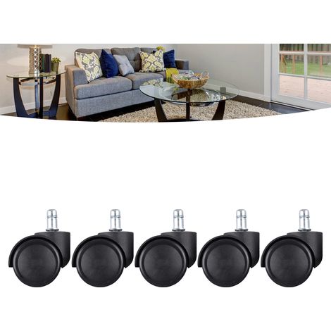 Pièces de roulettes universelles, pieds de chaise pivotants, roulettes pour chaises de direction, roues pour chaises de bureau d'ordinateur, roues noires à ressort, capacité de charge de 300 catties, (1/5)