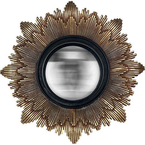 Miroir soleil convexe noir et doré 28cm (1/2)