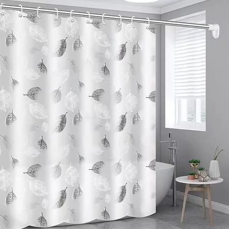 Rideau de Douche,Rideau de Baignoire,Rideau Douche Anti Moisissure, Impermeabile,con 12 Uncinetti ideale per Les familles,Dortoir,Hôtel,Motif Feuille,120 x 200cm