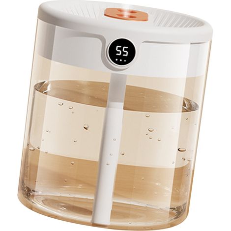Humidificateur d'air 2L à double buse USB, brumisateur à double jet avec écran LCD d'humidité, grande capacité diffuseur d'huile aromatique pour maison chambre blanc (1/5)