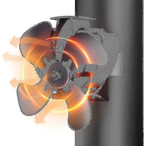 Ventilateur pour poêle à bois, ventilateur de cheminée silencieux à 4 pales, fixé sur tuyau, ventilateur pour cheminée/poêle à bois/poêle à gaz/poêle à granulés, avec 2 aimants et 1 anneau de rechange (1/5)