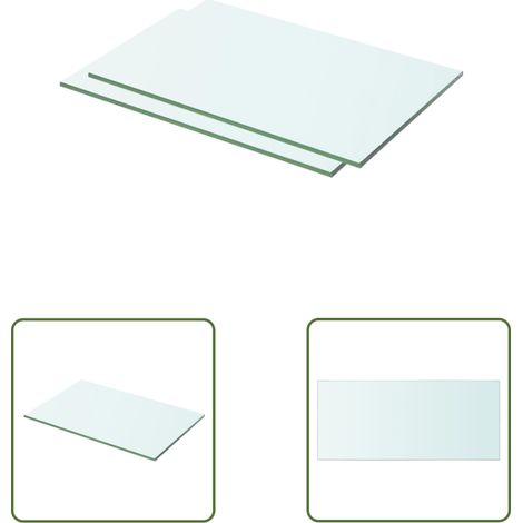 The Living Store Panneaux d'étagère 2 pcs verre transparent 50x25 cm - Etagere Murale - Étagère Transparente - Étagère Verre Trempé - Décoration Murale - Rangement Mural (1/3)