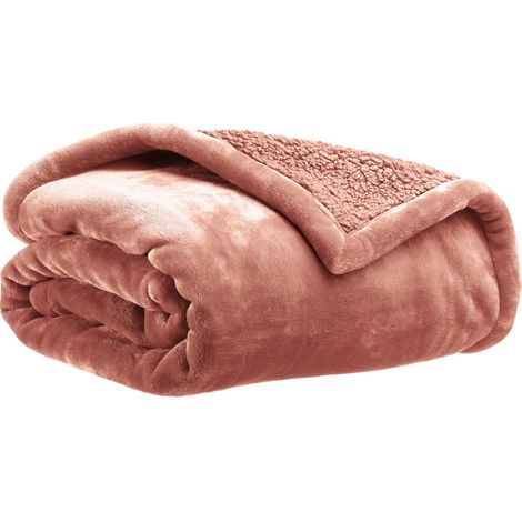 VIVARAISE - Plaid Michka Vivaraise - Couvre-lit doux double face en polyester terracotta (180 x 220 cm) (1/3)