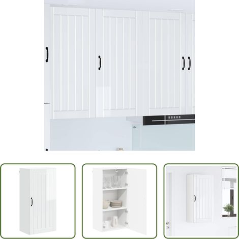 Küchenwandschrank Hochglanz Weiß - Küchenschrank Hochglanz Weiß 50 x 31 x 100 cm Holzwerkstoff (1/5)