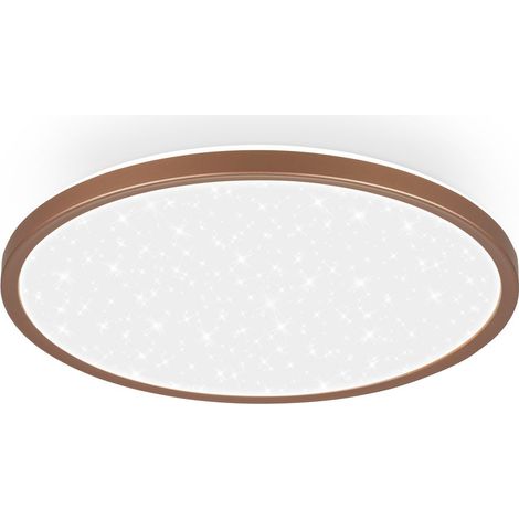 Briloner LED Deckenlampe Sternenhimmel 30x4 cm Rund 18W 2400lm 4000K Neutralweiß Backlight Coffee - Deckenleuchte Wohnzimmer Schlafzimmer Büro
