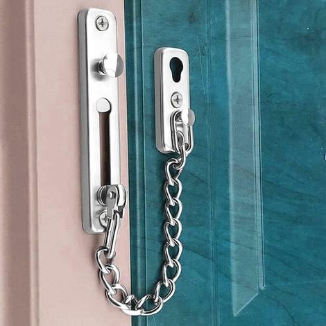Chaîne de sécurité pour porte, verrou antivol, chaîne de porte en acier inoxydable, support de porte coulissante avec 4 vis pour portes et fenêtres en bois (165123mm)-AquaForge (1/3)