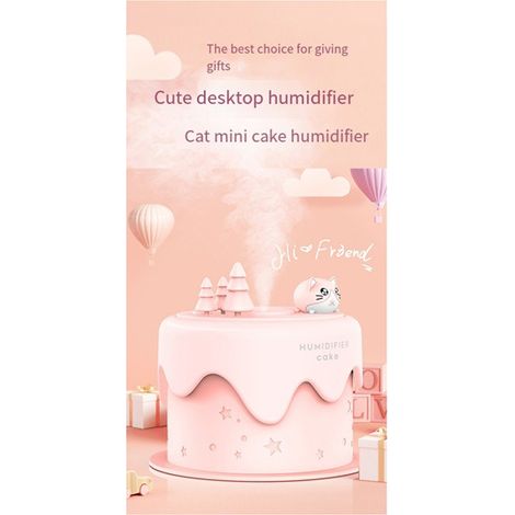1 Stück. Farbe: siehe Foto. Material: Kunststoff und Metall. Mini-Luftbefeuchter für Kuchen mit USB-Anschluss und Nachtlicht. (1/5)