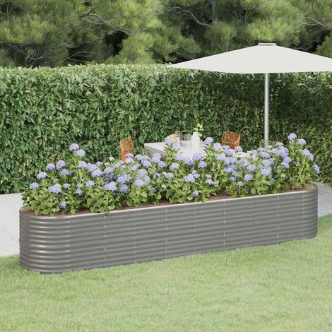 Jardinière - Balconnière à fleurs Acier enduit de poudre 368x80x68 cm Gris BV628399 - BonneVie (1/5)