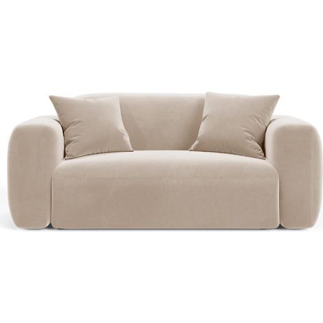 Canapé modulable 2 places en velours beige (1/4)