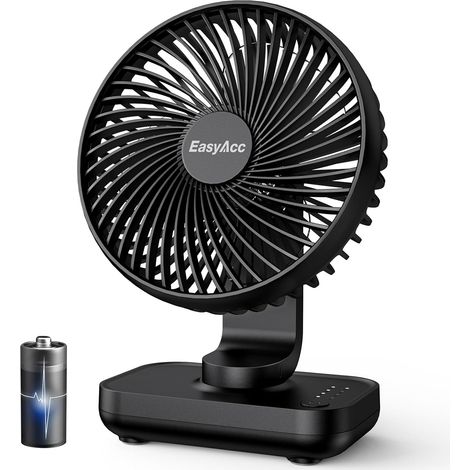 EasyAcc Ventilateur Rechargeable Portable USB, Jusqu'à 15h, 4000mAh Batterie Petit Silencieux Ventilateurs Bureau de Table Puissant, 4 Vitesses, Détachable, Pour Oficina, Dormitorio, Voyage (1/5)