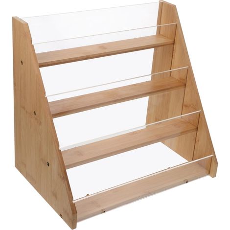 Présentoir à Cartes en Bambou Multicouche, Support Porte-Cartes Postales en Acrylique, Organiseur De Cartes De Vœux Compact, pour Bureau Et Occasions Spéciales, Modèle (1/5)