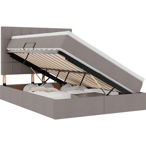 Maison Exclusive - LED-Speicherbett mit Matratze Taupe 140 x 200