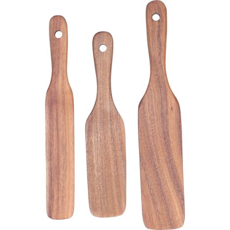 de 3 spatules en bois ajourées ustensile de cuisine pour