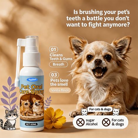 KineShineX oral care spray, a breath freshener for cats and dogs, and a gentle teeth cleaner that effectively controls dental plaque. (1/4)
