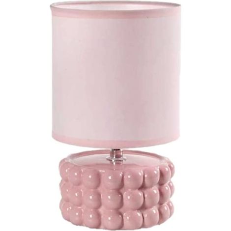 LAMPADA LUMETTO DA TAVOLO CON BASE IN CERAMICA EFFETTO BUBBLE 15X25 CM ROSA