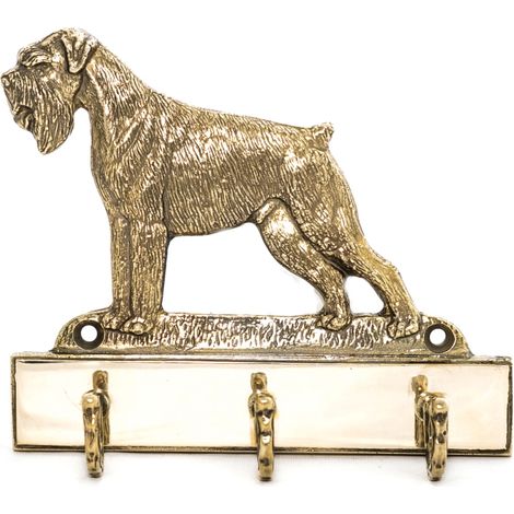 Schnauzer, Schnauzer - un portachiavi con un cane, un supporto in ottone per accessori per cani, un'elegante decorazione per il corridoio di Art-Dog (1/5)
