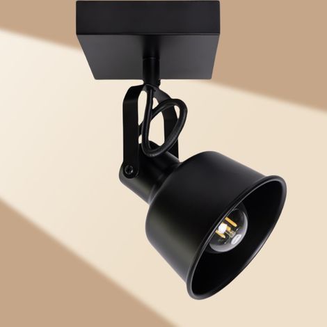 verstellbare LED-Deckenleuchte mit Holzsockel und E14-Fassung, Schwarz, für Wohnzimmer, Küche, Schlafzimmer (1/5)