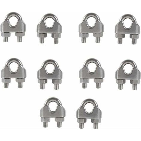 M6 Wire Rope Clips U Bolt Clamp 304 Stainless Steel Cable Clamp Saddle Wire Rope Clips for Outdoor Clothesline 10PCS (1/5)