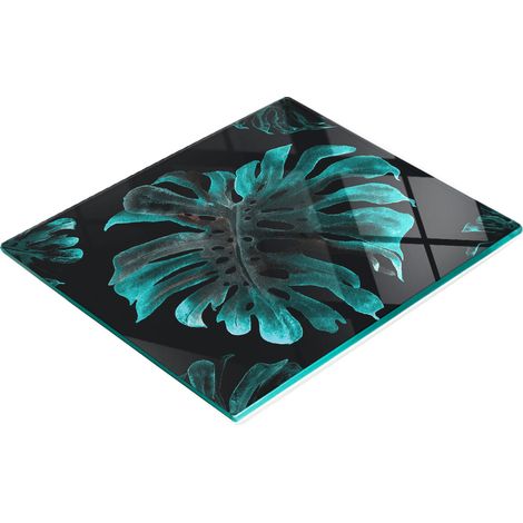 Planche à découper décorative en verre trempé, motif feuille tropicale, 60 x 52 cm (1/5)
