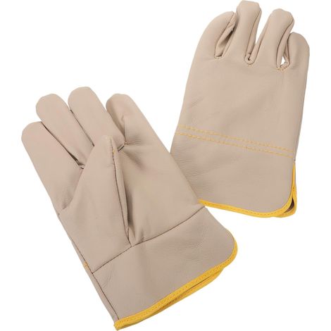 1 paio di guanti da lavoro da uomo in pelle, protettivi e resistenti agli schizzi, realizzati in pelle bovina, adatti per giardinaggio e lavori manuali, dal design elegante. (1/5)