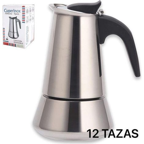 12 tazas cafetera expres acero inoxidable para induccion cuperinox