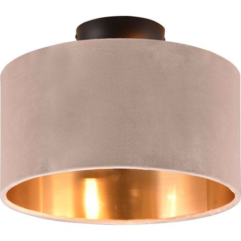 Plafoniera, metallo e velluto, beige, D 30 cm, Julieta (1/5)