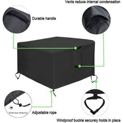 Housse De Brasero,Housse De Table Carrée pour Brasero à Gaz,Housse De Protection Imperméable pour Foyer De Jardin,pour Meubles De Foyer De Terrasse (92x92x61cm,Noir) (1/5)