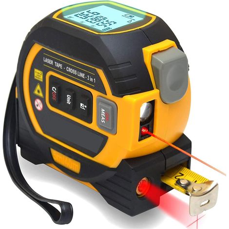 3-in-1 Laser Tape Measure: Digital laser distance measuring tool with LCD screen and self-locking device, 131ft/40m rechargeable laser measuring tool and 5m measuring tape