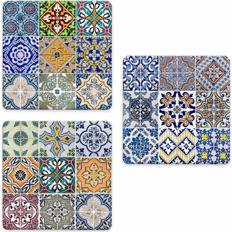 Lupia - SOTTOTUTTO Quadrato Collezione TILES Set assortito Sottobicchiere, Sottopiatto o Sottopentola, segnaposto, bomboniera in legno decorato con stampa 48 pz 20x20 cm sotto piatto, pentola