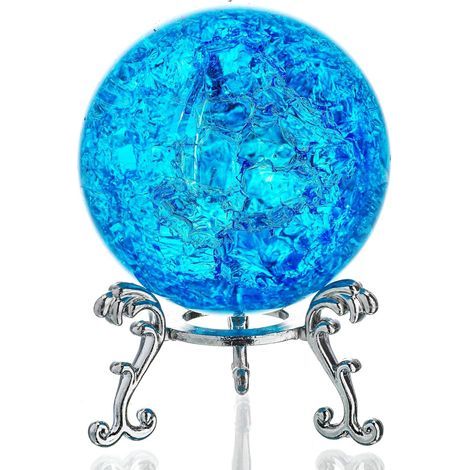 Presse-papier boule de cristal de glace craquelée de 40 mm, boule de cristal en verre bleu, sphère Feng Shui en cristal pour la décoration de la maison, d'un mariage, d'un bureau ou d'un aquarium (1/5)