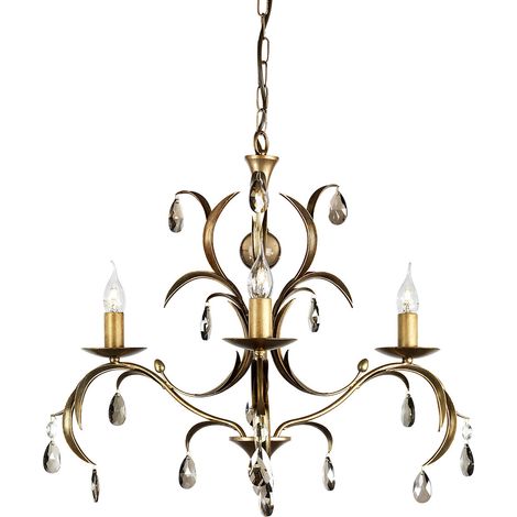 Elstead Lily - Lampadario 3 Luci Metallizzato Bronzo Floreale Foglie Design