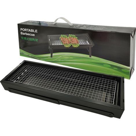 Multifunktionaler, tragbarer, rauchfreier, faltbarer Holzkohlegrill, ideal für Camping, Wandern, Picknicks und Reisen (ca. Abmessungen: 60,2 x 22,2 x 32,8 cm / 23,7 x 8,7 x 12,9 Zoll), mit Kohle-Kochp (1/3)