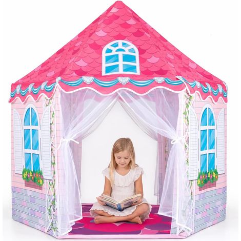 COSTWAY Tente de Jeu Enfant Hexagone, Rose (1/5)